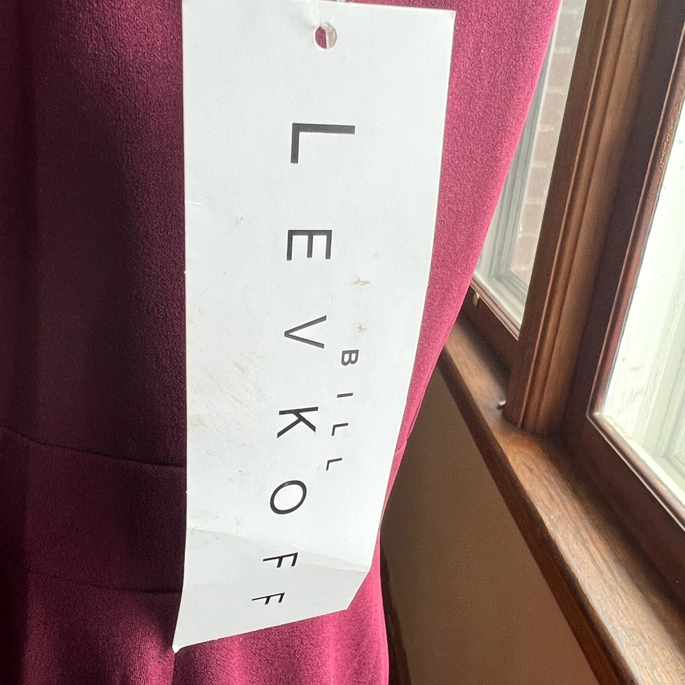 Amaya Stretch Crepe Off-Shoulder A-Line Princess Dress Wine Bill Levkoff new - Picture 5 of 6